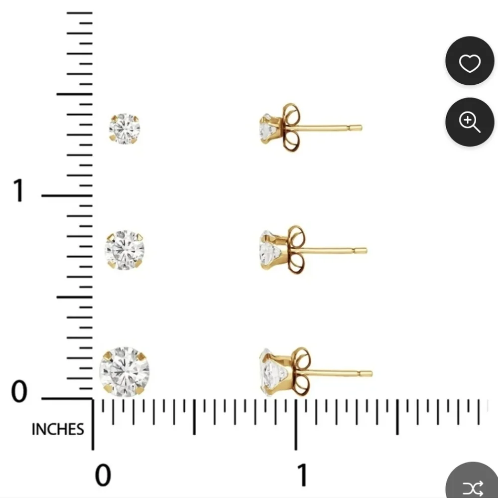 REAL 10kt Yellow Gold Stud Earrings W/ ROUND LAB GROWN DIAMOND